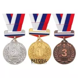 Медаль призовая с колодкой триколор 160, серебро