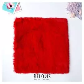 Мех искусственный для творчества плотность 1200 гр "Красный" 30х30 см
