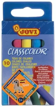 Мел цветной, набор 10 шт., круглый, картонная упаковка с европодвесом