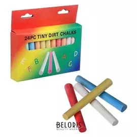 Мел школьный цветной набор 24 цвета круглый беспыльный в картонной коробке