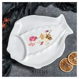 Менажница "Карась" белая, с деколью