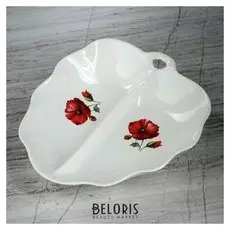 Менажница "Лист" белая, с деколью