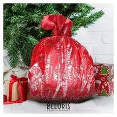 Мешок деда мороза, атлас, цвет красный