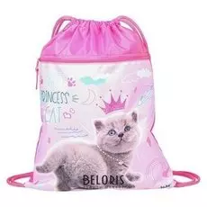 Мешок для обуви с карманом, 470 х 370 мм, оникс мо-26-2, фиксатор, Cat Princess