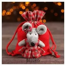 Мешок для подарков «Мышка», цвет красный