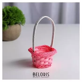 Миниатюра кукольная - корзинка, цвет розовый