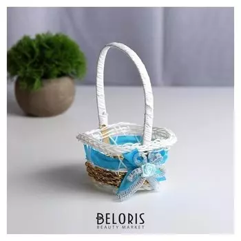 Миниатюра кукольная - корзинка «Цветочек», цвет голубой