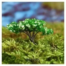 Миниатюра кукольная, набор 2 шт «Дерево» размер 1 шт: 2×2×6,5 см, цвет зелёный с белым