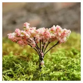 Миниатюра кукольная, набор 4 шт «Дерево» размер 1 шт: 2×2×6,5 см, цвет розово-белый с зелёным