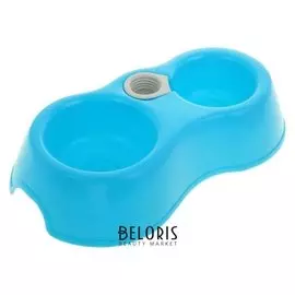 Миска двойная с креплением для бутылки, 150/300 мл, 29,5 х 15 см, микс цветов