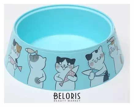Миска "Мур-мяу" для кошек, 0.3 л, голубая