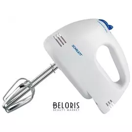 Миксер SCARLETT SC-HM40S03, 200 Вт, 7 скоростей, 2 венчика, 2 крюка для теста, белый