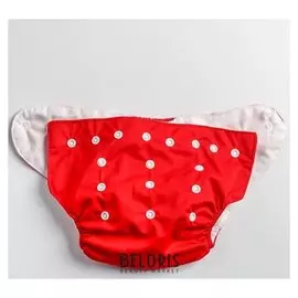 Многоразовый подгузник, на кнопках, цвет красный