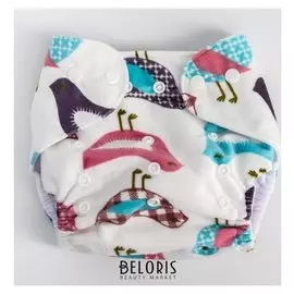 Многоразовый подгузник, плюш "Птички"