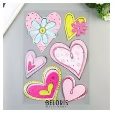 Многослойные наклейки Room Decor "Сердечки" 30х41 см