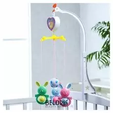 Мобиль музыкальный «Счастье. Зайки», 3 игрушки, заводной