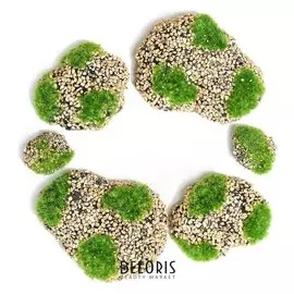 Мох искусственный «Камни», с каменной крошкой, набор 6 шт.