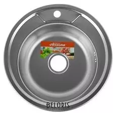 Мойка кухонная Accoona Ac4949, врезная, круглая, толщина 0.6 мм, 490х165 мм, декор