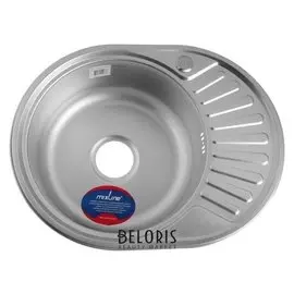 Мойка кухонная Mixline 532302, врезная, 0.8 мм, 57х45х18 см, левая, вып. 3 1/2", сифон б/гоф