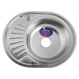 Мойка кухонная Mixline 532303, врезная, 0.8 мм, 57х45х18 см, левая, вып. 3 1/2", с сифоном