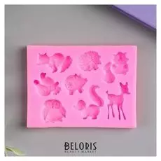 Молд силикон "Лесные зверята" 7 предметов 1х8,5х6,5 см