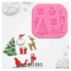 Молд силиконовый «Новогодняя суета», 8×1,1 см