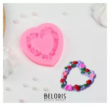 Молд силиконовый «Сердце в розочках», 7×7 см
