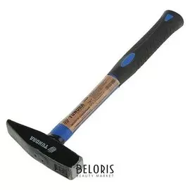 Молоток слесарный Tundra, квадратный боек, фиберглассовая обрезиненная рукоятка, 400 г