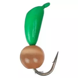 Мормышка безнасадочная «Банан», цвет зелёный, D=3 мм, вес 0,5 г, кошачий глаз красный, 5 шт.