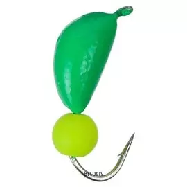 Мормышка безнасадочная «Банан», цвет зелёный, D=4,5 мм, вес 1,3 г, шарик жёлтый неон, 5 шт.