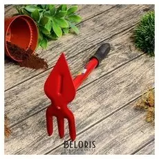 Мотыжка комбинированная, длина 31 см, 3 зубца, резиновая ручка