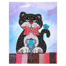 Мозаика из пайеток на холсте "Кошки-мышки"