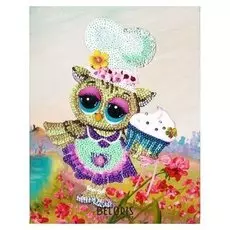 Мозаика из пайеток на холсте "Поваренок совушка"