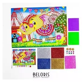 Мозаика стикерная "Добрый слоник" блестки, стразы