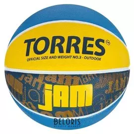 Мяч баск. "Torres Jam" арт.b02043, р.3, резина, нейлон. корд, бут. кам., син-желт-голубой