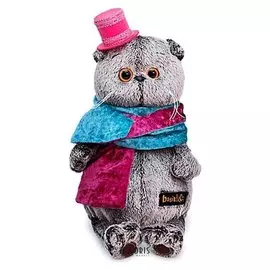 Мягкая игрушка Басик в бархатном кашне 30 см