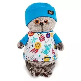 Мягкая игрушка Басик в футболке и в шапочке, 19 см