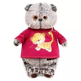 Мягкая игрушка Басик в футболке с принтом Тигрёнок 12 см