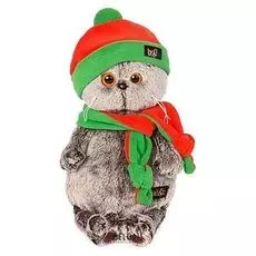 Мягкая игрушка Басик в оранжево-зелёной шапке и шарфике, 30 см