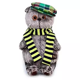 Мягкая игрушка Басик в разноцветной кепке 30 см