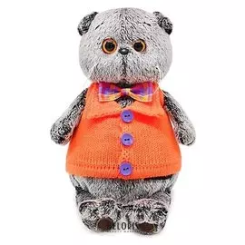 Мягкая игрушка Басик в вязаном жилете 19 см