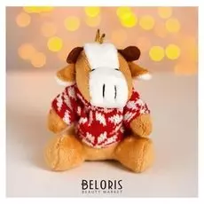 Мягкая игрушка «Бычок», в красном свитере, на подвесе