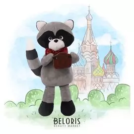 Мягкая игрушка Енот Веня в бабочке и с фотоаппаратом