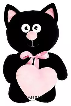 Мягкая игрушка Котик с сердцем цвет чёрный 30 см