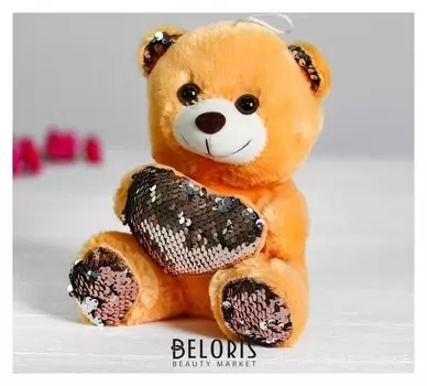 Мягкая игрушка Медведь с сердцем пайетки