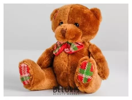 Мягкая игрушка Мишутка с бантом в клетку