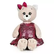 Мягкая игрушка Мышель в красном платьес пайетками и бантиком 20 см