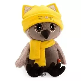 Мягкая игрушка «Сова соня», в шапке котёнка, 20 см