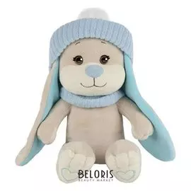 Мягкая игрушка «Зайка Jack» в голубом шарфе и шапочке, 20 см