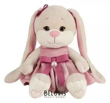 Мягкая игрушка «Зайка Lin» в платьице с розовым поясом, 20 см